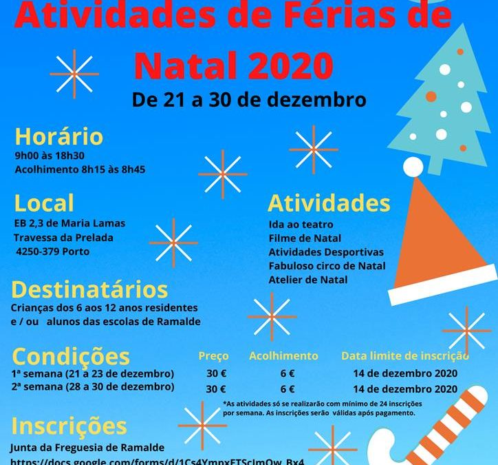 Natal 2020: Atividades de Férias