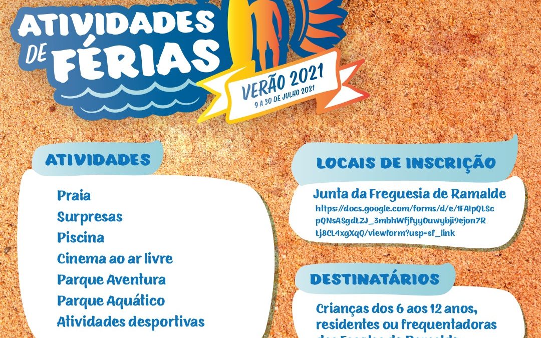 AVISO:  Atividades de Férias de Verão 2021
