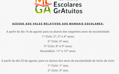 AVISO: Vales para Manuais Escolares 2021-2022