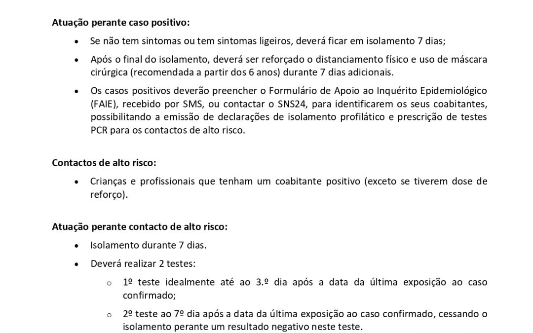COVID19: Guião de atuação em Estabelecimentos de Educação e Ensino