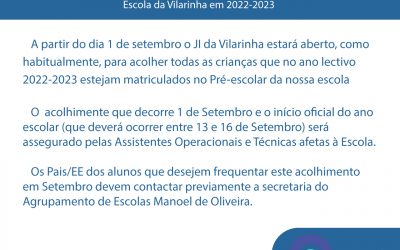 Pré-Escolar: Acolhimento em Setembro