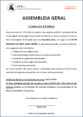 Assembleia Geral – Convocatória