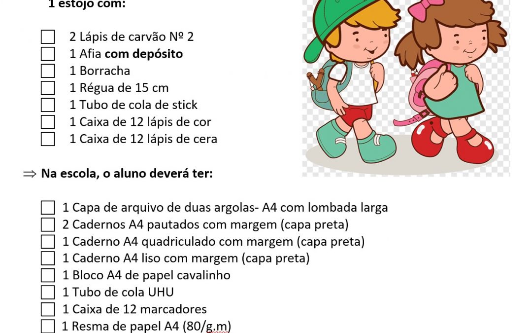 2022-2023: Lista de Material do 1ºAno