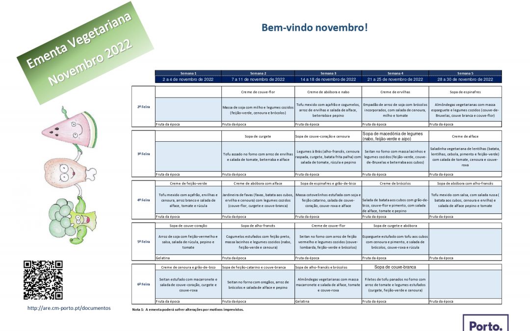 Ementa: Novembro 2022
