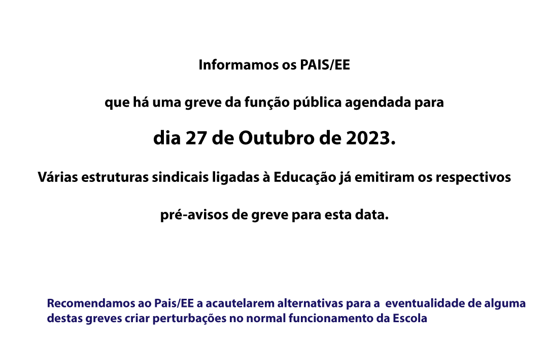 AVISO: Greve da Função Pública dia 27 de Outubro