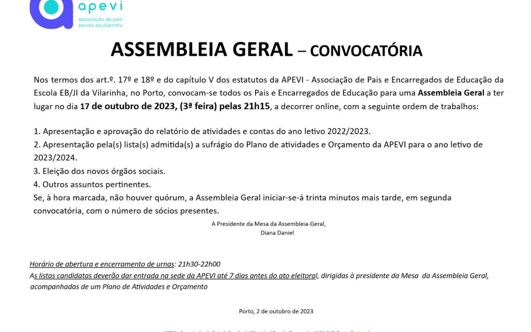 Convocatória da Assembleia Geral