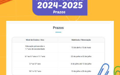 Matrículas 2024/2025: Prazos