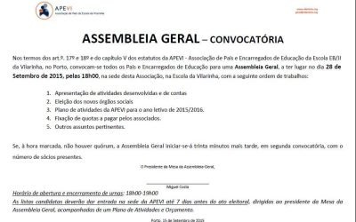 AG dia 28 de Setembro de 2015