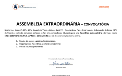 Assembleia Geral dia 10 de Setembro