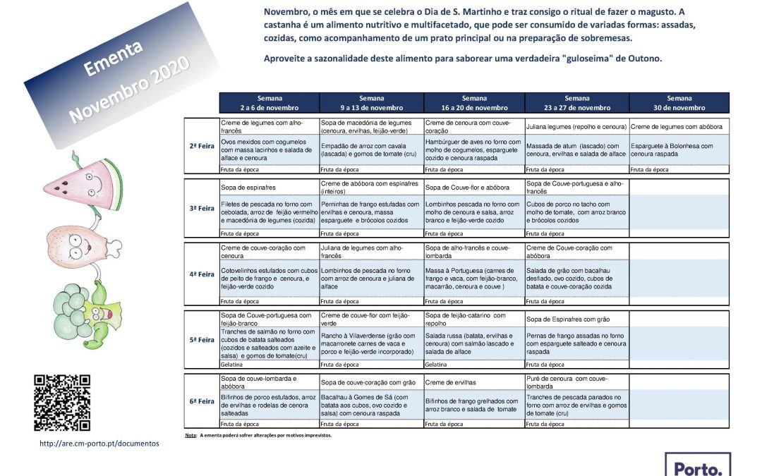 Ementa de Novembro 2020